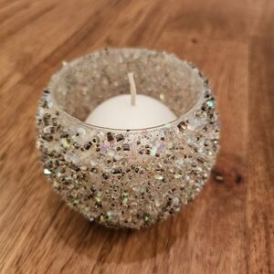 Beautiful Silver Glistening Candle Holder and Candle